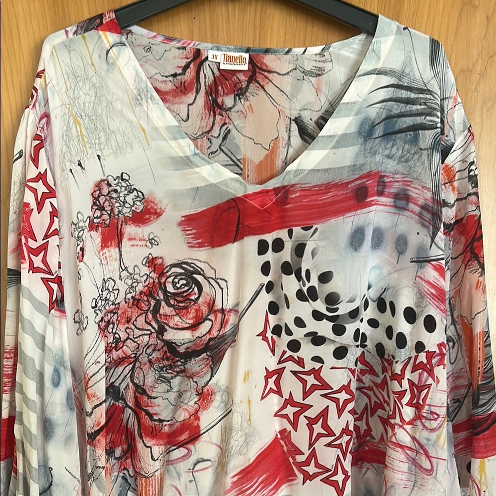 Colorful Abstract Women's Top - Picture 4 of 4